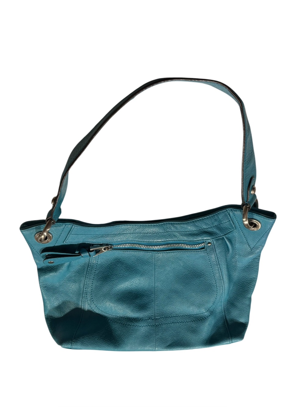 Barbara Makowsky Teal Leather Slouchy Hobo Shoulder Bag